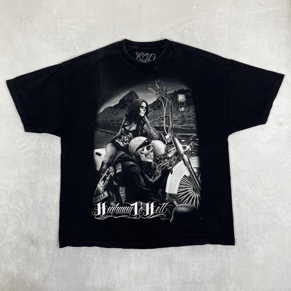 Ride Or Die T-Shirt Mens 2XL Black Highway To Hell Biker David Gonzales